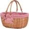 Wicker Picnic Basket with Double Folding Handles,Willow Picnic Hamper,Natural Hand Woven Basket, Basket,Bath Toy and Kids Toy Storage,Gift Packing Basket Red